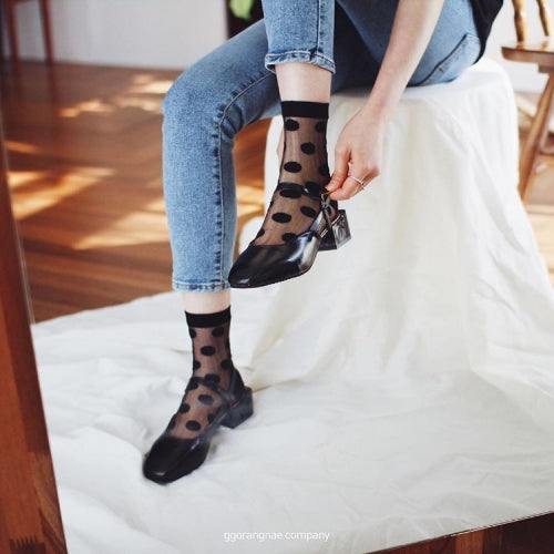 SHEER | DOTTED SOCKS | BLACK